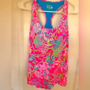 Lilly Pulitzer Racerback Polo Tank  Top. Colorful Floral. Worn Once. Size Small.